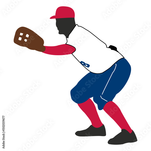 Baseball player catching silhouette