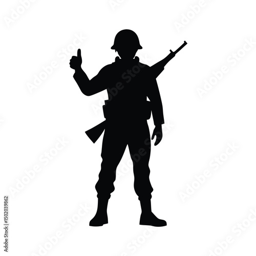 Soldier Thumbs Up Silhouette.

