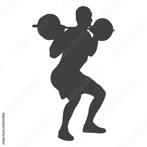Man barbell squat silhouette
