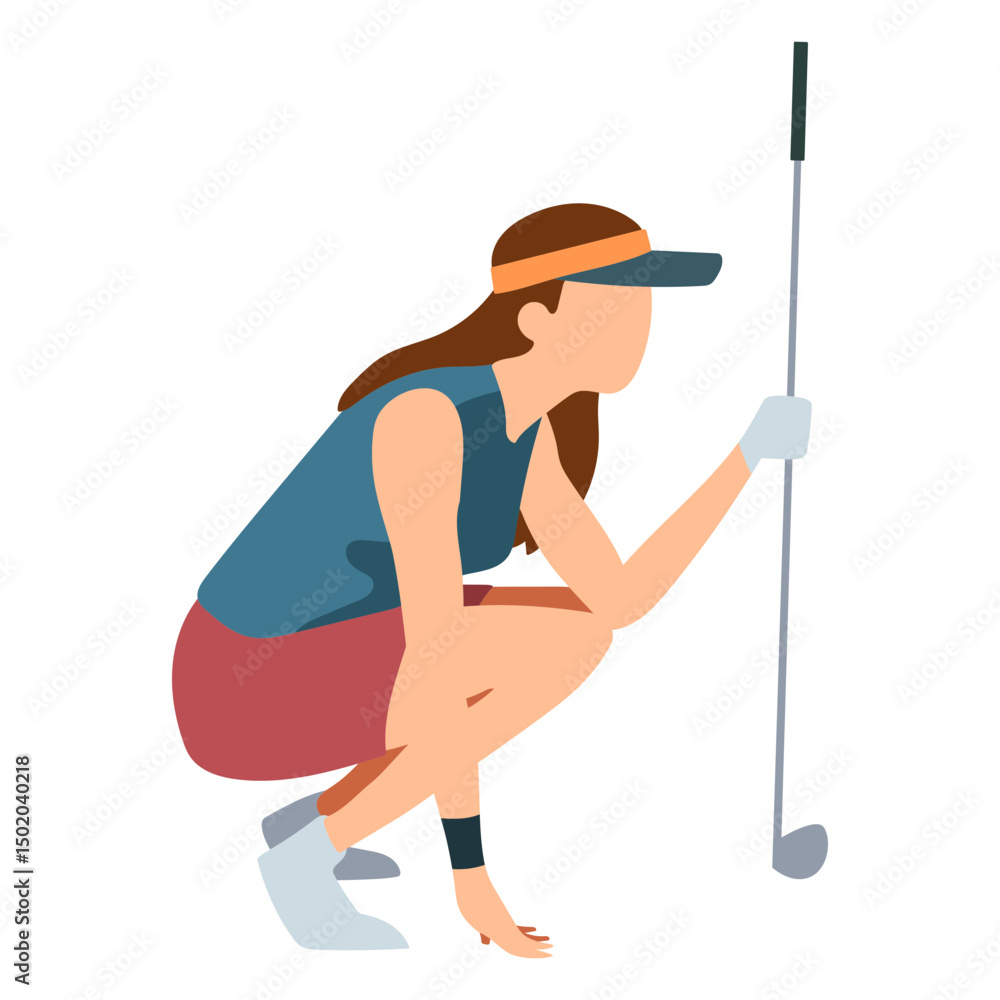 Player female cap club skirt t shirt hair flat Player female cap club skirt t shirt hair flat