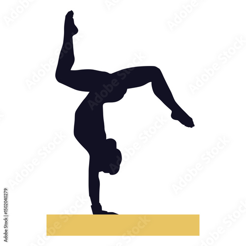 Gymnast woman exercise balance beam silhouette