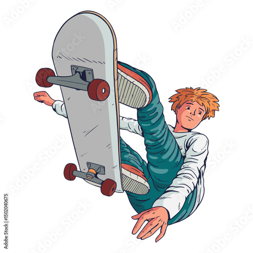 Male skater tricks character