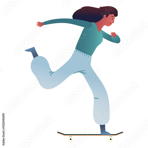 Woman skating character