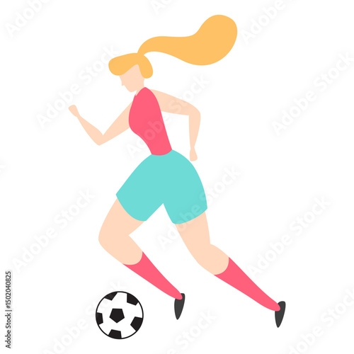 Woman player dribbling with ball
