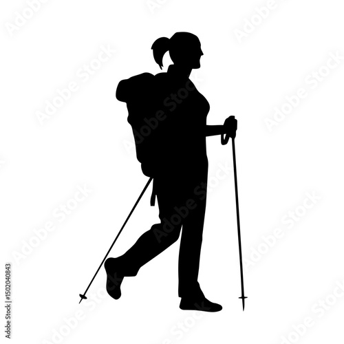 Woman hiking silhouette