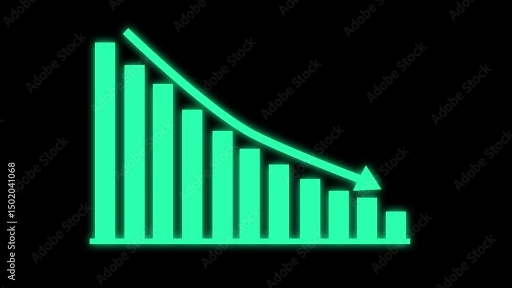 Business Bar Chart with Downward Arrow Symbolizing Decline Animation Business Bar Chart with Downward Arrow Symbolizing Decline Animation
