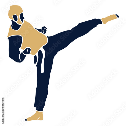 Taekwondo man hitting flat