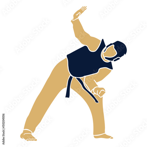 Taekwondo man defending flat
