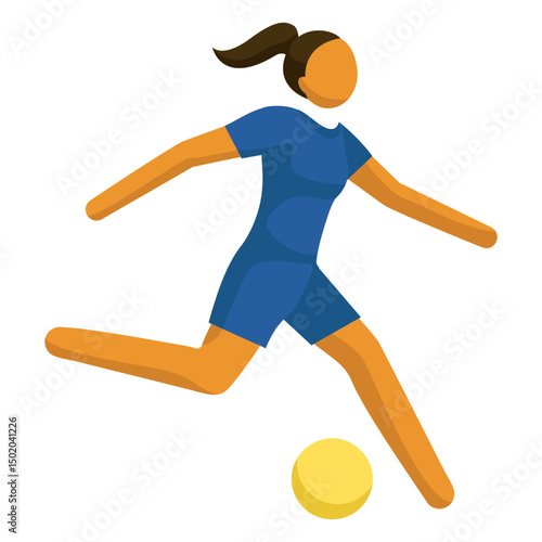Woman playing football flat