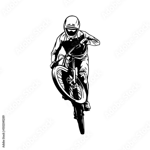 Mountain bike drawn man