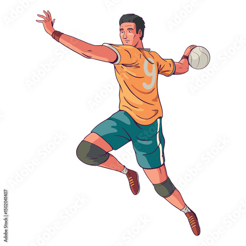 Side view handball player illustration