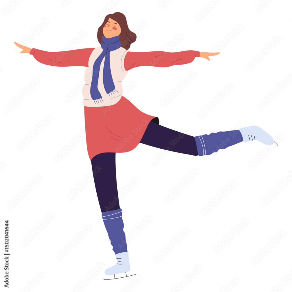 Fototapeta premium Ice skating woman character