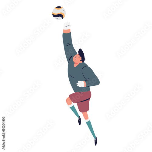 Standing catching ball goalkeeper character