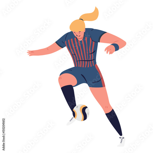 Woman character soccer player controlling ball