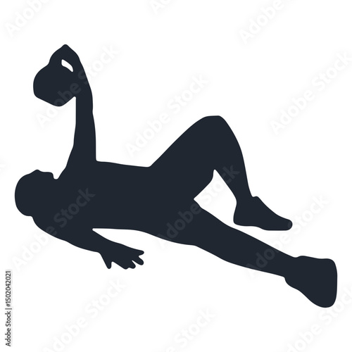 Man laying with kettlebell silhouette
