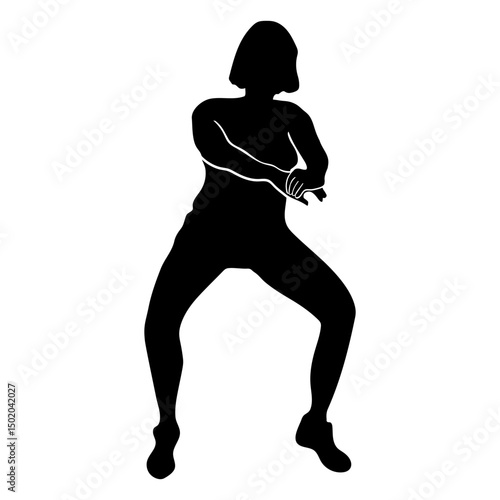 Woman doing squats silhouette