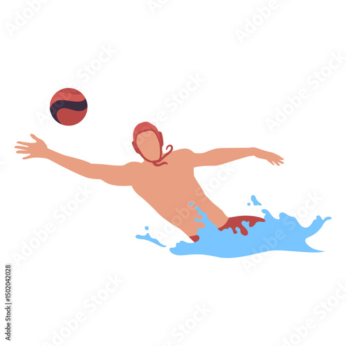 Waterpolo player reaching ball flat