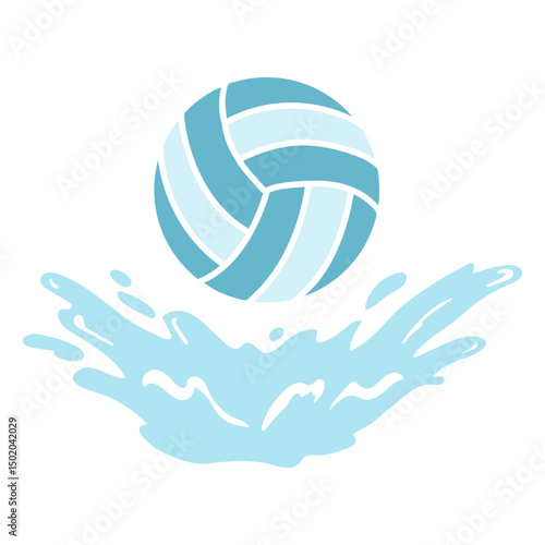 Waterpolo ball bouncing in water cut out