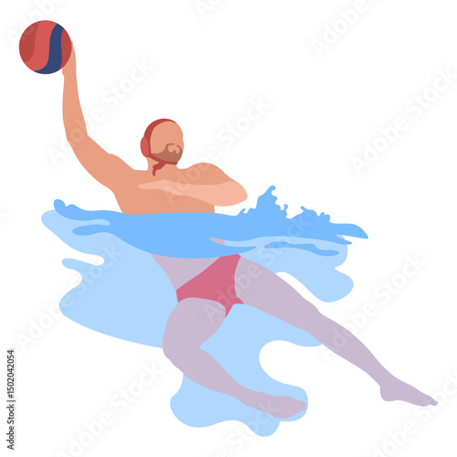Waterpolo player in water flat