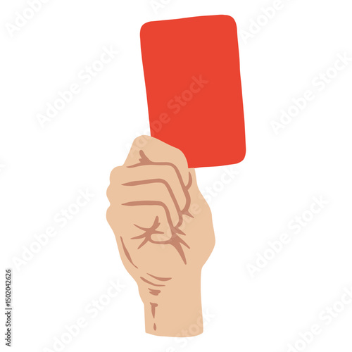 Hand showing a soccer red card 