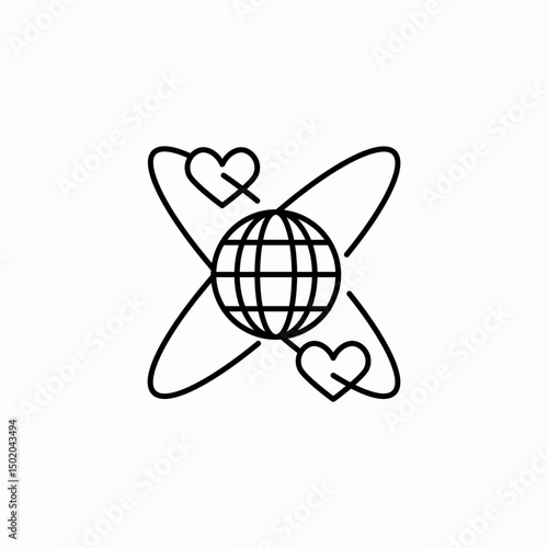 worldwide romance icon sign vector