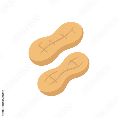 Vector illustration of whole peanuts in shell. Nuts. Simple flat design style, isolated on white background. Ideal for food packaging, recipe books, menus, or healthy eating concepts.