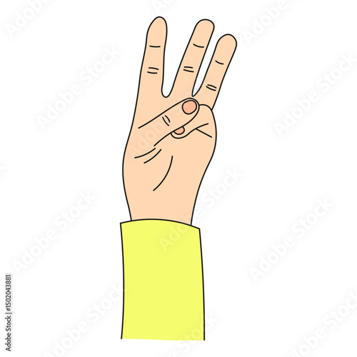 The national symbol of the trident, the coat of arms of Ukraine, 3 fingers, hand