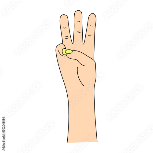 The national symbol of the trident, the coat of arms of Ukraine, 3 fingers, a woman's hand