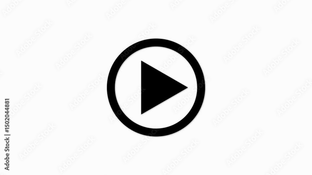 Play button icon animation on circle animation . video player icon triangle shape button icon animation.