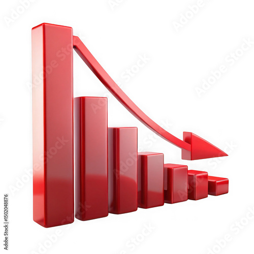 Free Download Red decrease chart symbolizing economic decline on black background with transparent background - GFXLoad