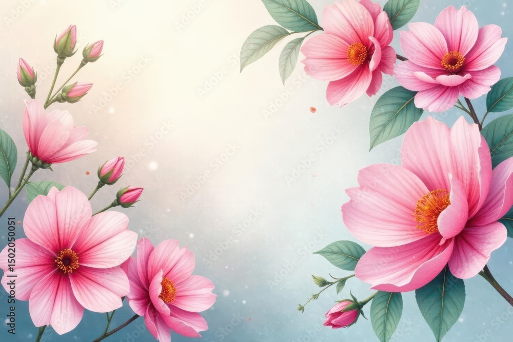 Fototapeta premium Delicate, watercolor-style floral motif Soft, overlapping blossoms , seamless watercolor pattern, delicate floral, watercolor floral pattern