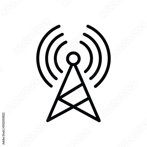 Communication icon Antenna icon black line art on white background