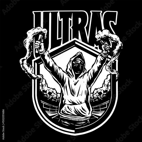 vector of ultras hooligan casual ultras football soccer supporter with flare smoke