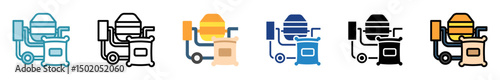 Cement multi style, mini illustration icon set. outline, flat, glyph, line color. vector for UI, UX, app, web, digital or print, related to industry, construction, civil engineering.