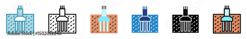 Foundation Pile multi style, mini illustration icon set. outline, flat, glyph, line color. vector for UI, UX, app, web, digital or print, related to industry, construction, civil engineering.
