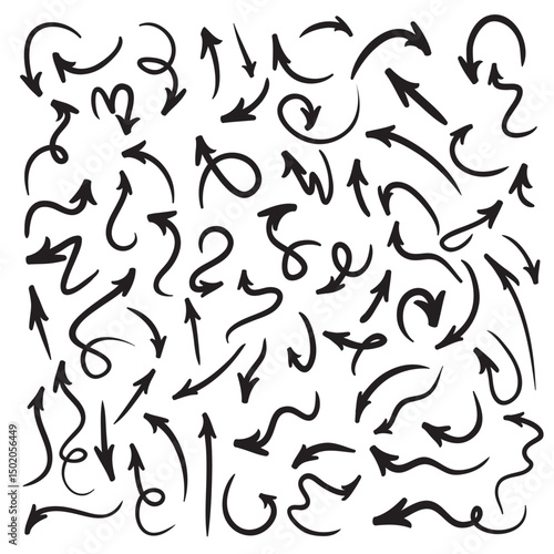 Set black outline arrows created by pen