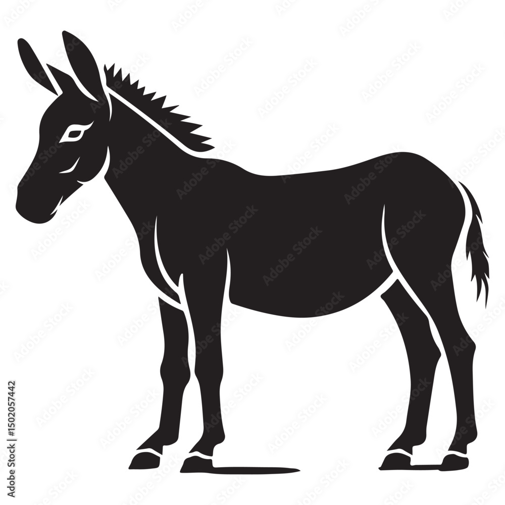 Fototapeta premium Donkey silhouette vector illustration on white background