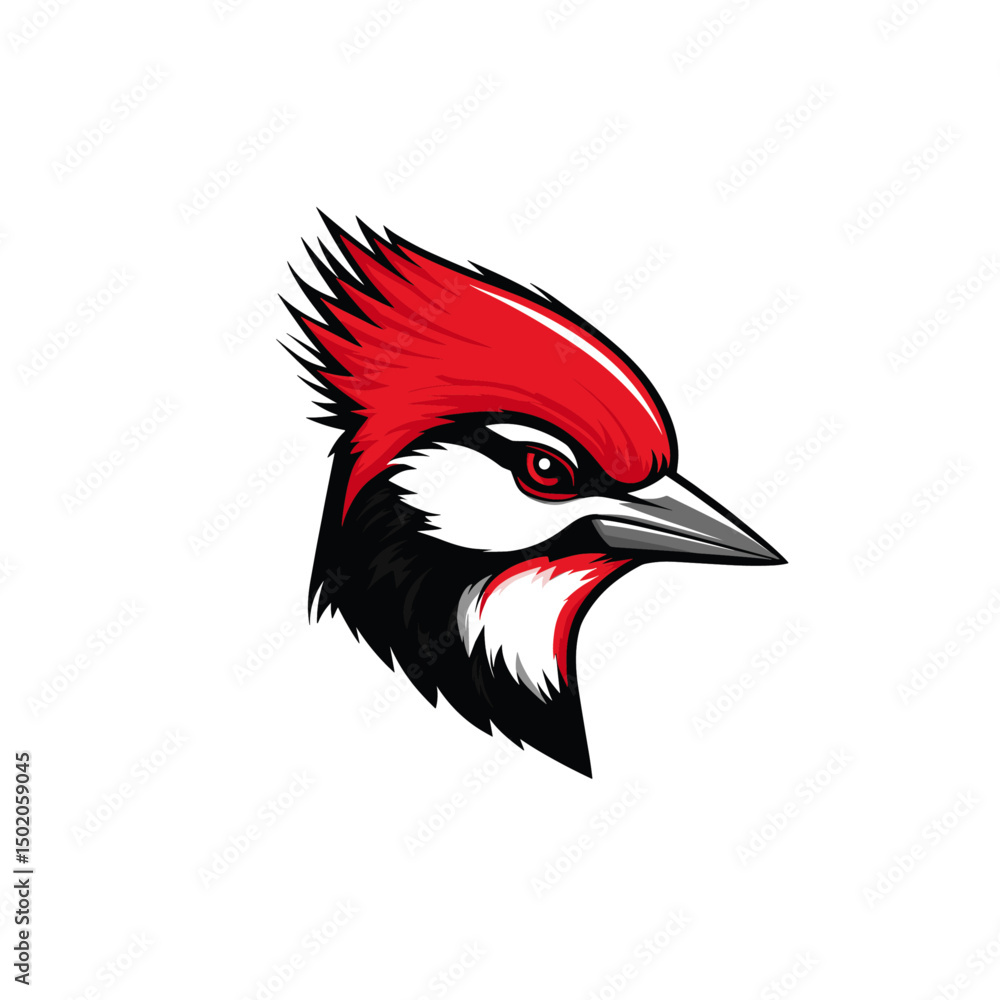 Fototapeta premium Fierce Red Woodpecker mascot logo flat vector design