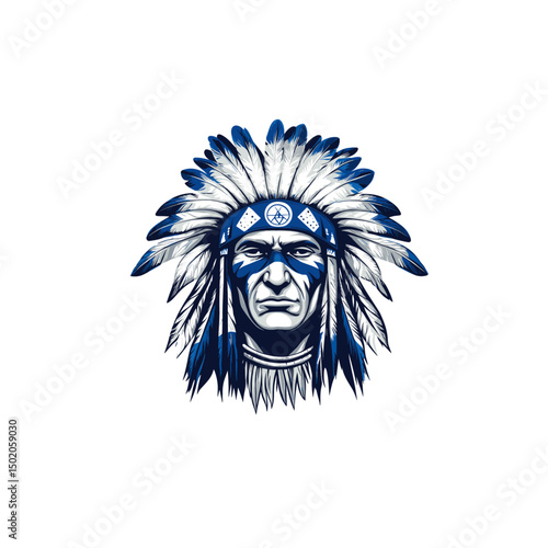 Native american person mascot logo flat vector design