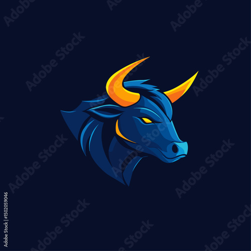 Angry bull mascot logo flat vector design