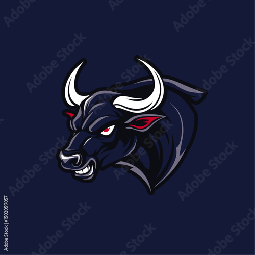 Angry bull mascot logo flat vector design
