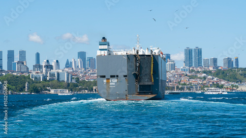 The transport vessel NEPTUNE ETHOS on the Bosphorus Strait in Istanbul, Turkey, May 15, 2025 
