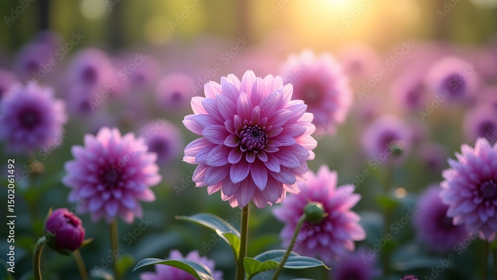 Obraz premium Full Bloom Dahlias with Intricate Petals – Spring Flower Photography