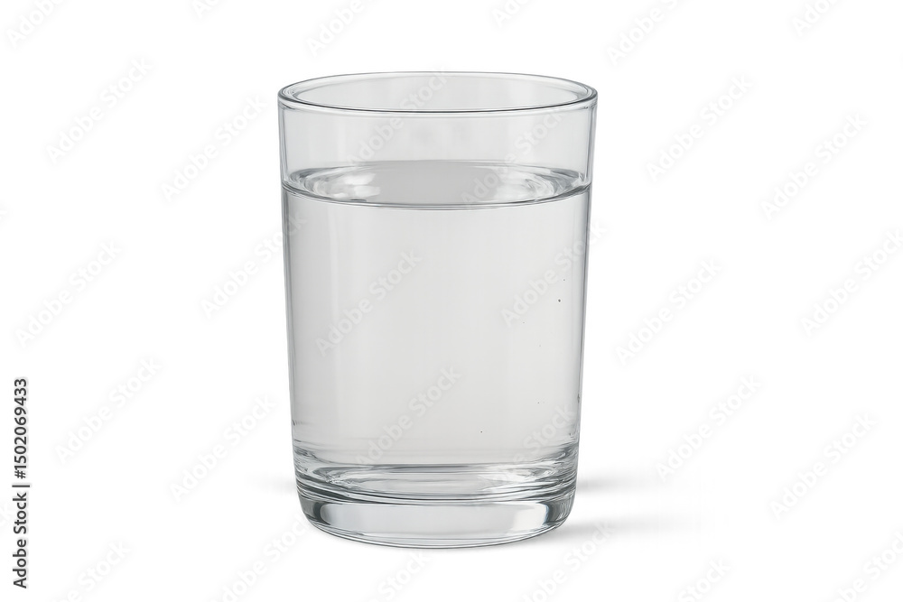 Transparent glass containing pure water, highlighting minimalist aesthetic with crisp clarity against clean backdrop Transparent glass containing pure water, highlighting minimalist aesthetic with crisp clarity against clean backdrop
