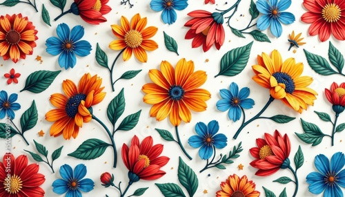 Intricate floral motifs form a continuous, flowing pattern , print, curls, vintage