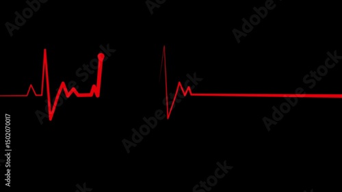 Minimalist Heartbeat ECG Line Animation, Smooth Electrocardiogram Signal Animation