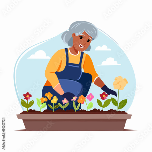 woman working in the flower bed