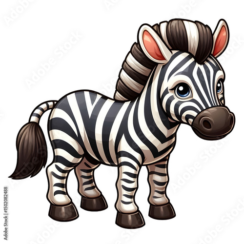 Cute Cartoon Zebra Character with Striped Body 