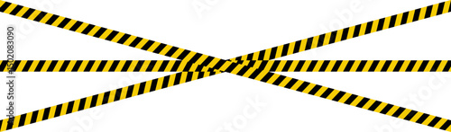 Hazardous warning tape set with seamless black and yellow lines for crime scenes and construction zones. Includes caution signs borders brushes and under construction background for web safety.