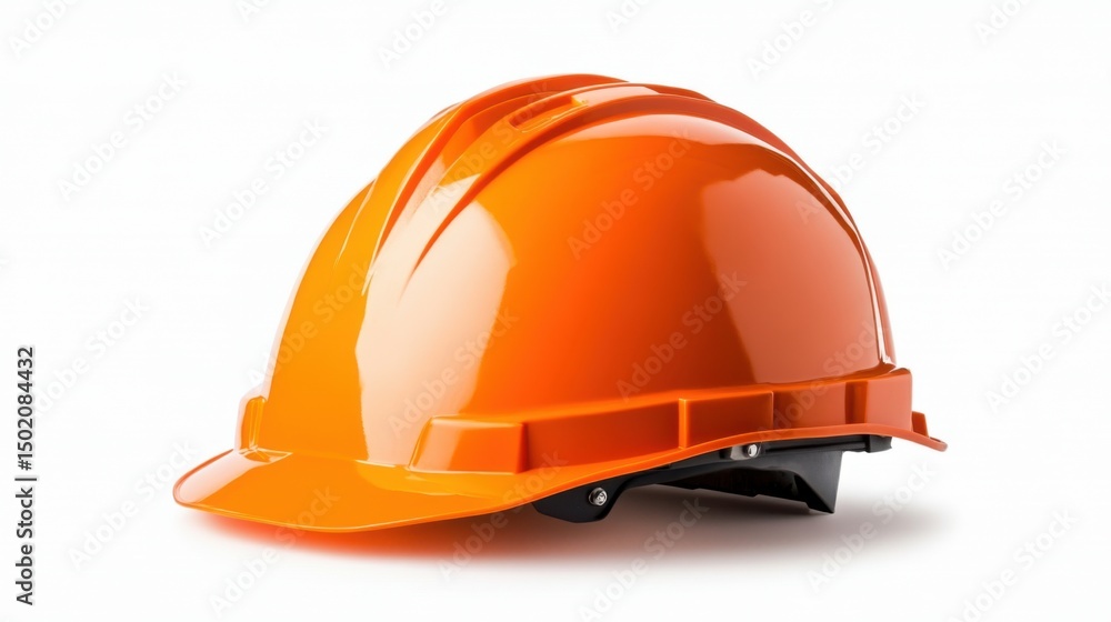 Bright Orange Safety Helmet Isolated on White Background for Construction Bright Orange Safety Helmet Isolated on White Background for Construction